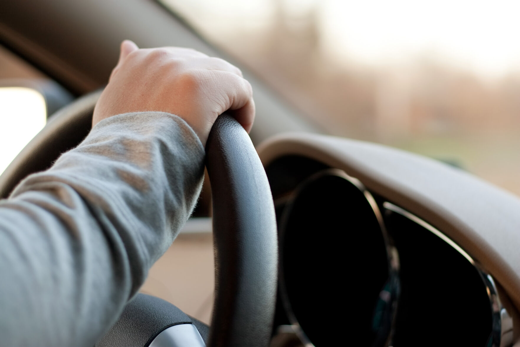 Driving a car, steering wheel